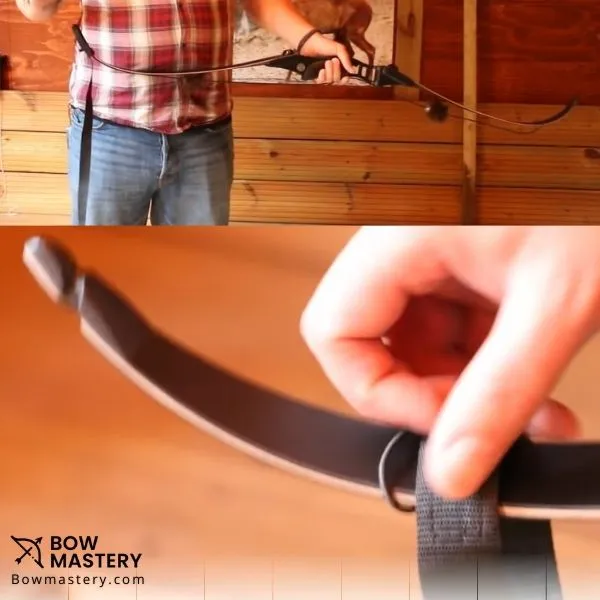 how to string a recurve bow - pocket on lower limb and saddle on upper limb